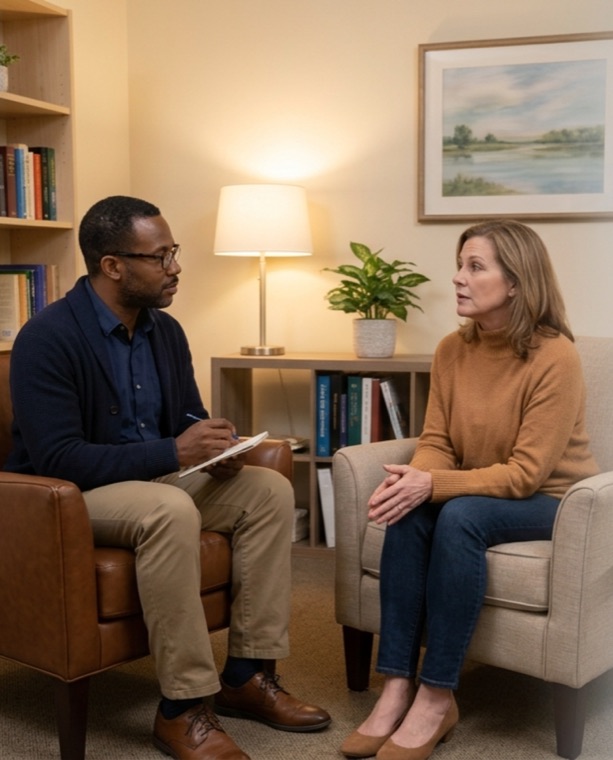 Counselor in a session with a patient
